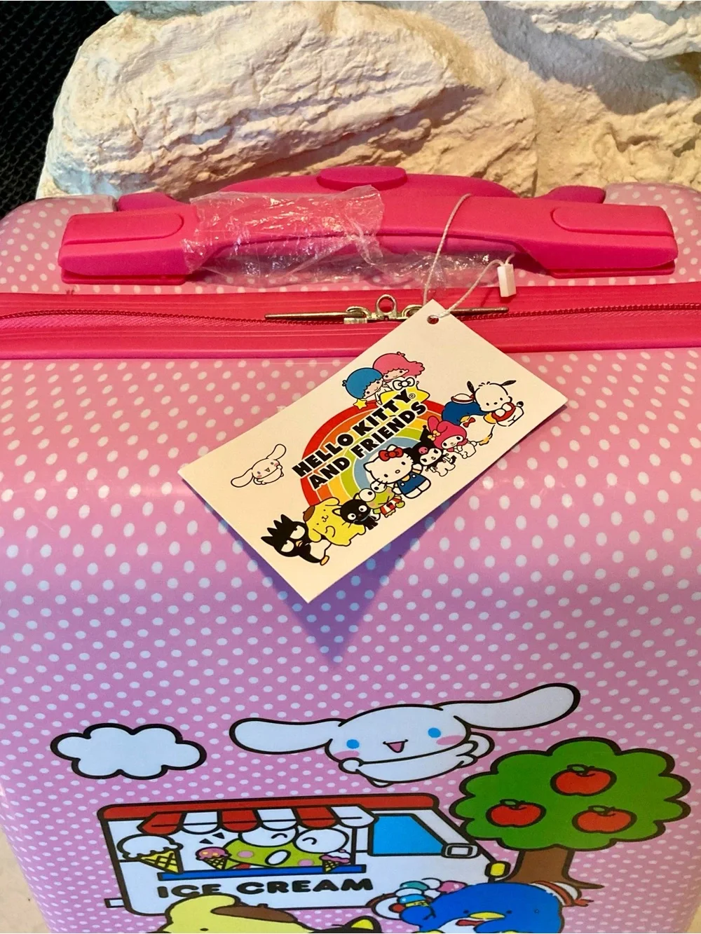 NWT Hello Kitty and Friends Pink Polka Dot Kids Rolling Suitcase